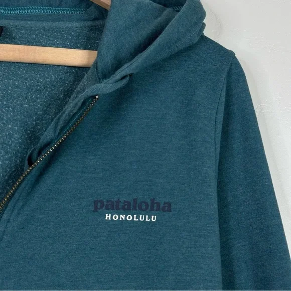 Patagonia Pataloha Men S Honolulu Hawaii Full Zip Hoodie Teal Organic - Picture 5 of 15